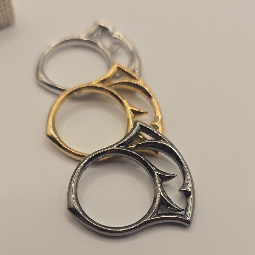 Silver and Gold Leaf Stacking Rings - Picture 3 of 3